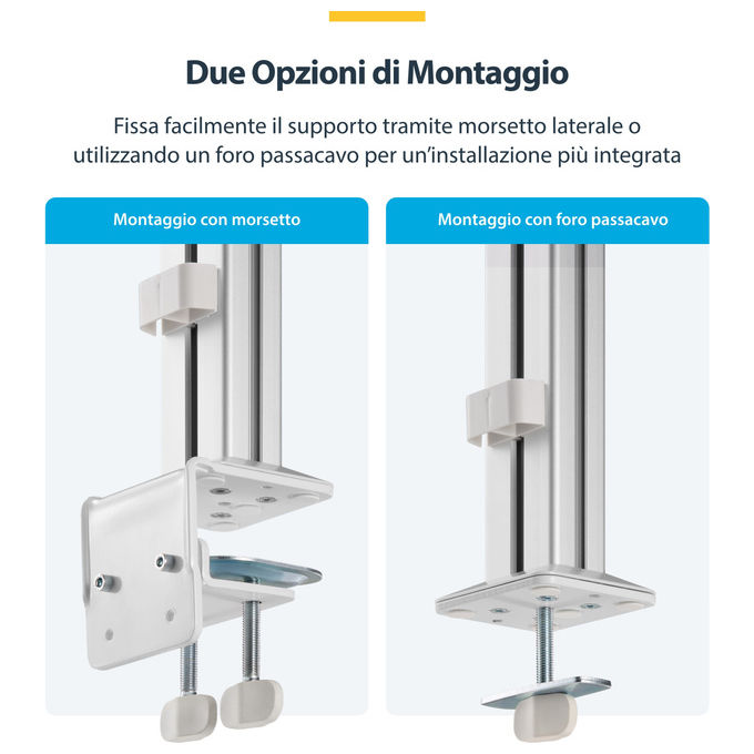 StarTech.com supporto scrivania per 6 monitor, fino a 32'', configurazione 3x2, VESA 75x75 e 100x100 mm, regolabile, bianco