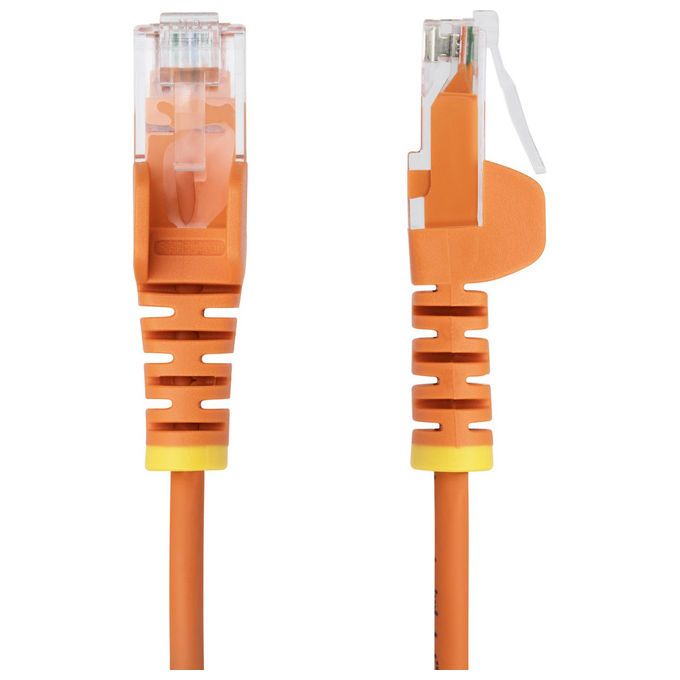 StarTech.com cavo ethernet cat6 slim arancione 1,5m, patch utp rj45 antigroviglio, rame puro 28awg, gigabit 1000 mbit-s, PoE++, testato Fluke, guaina LSZH