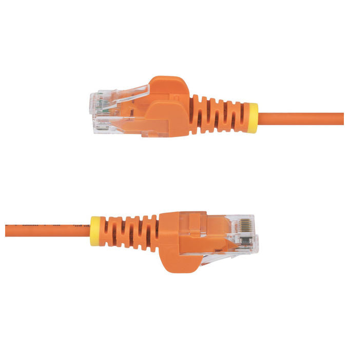 StarTech.com cavo ethernet cat6 slim arancione 1,5m, patch utp rj45 antigroviglio, rame puro 28awg, gigabit 1000 mbit-s, PoE++, testato Fluke, guaina LSZH
