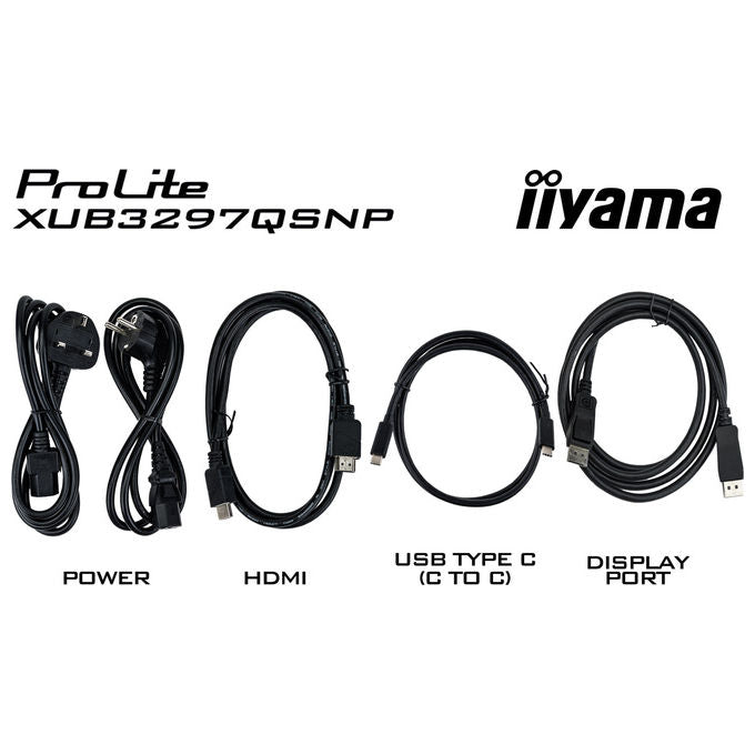 Iiyama ProLite XUB3297QSNP-B1 monitor 32 pollici, IPS QHD 2560x1440, dock USB-C 95W, KVM integrato, LAN, 100Hz, altoparlanti, nero
