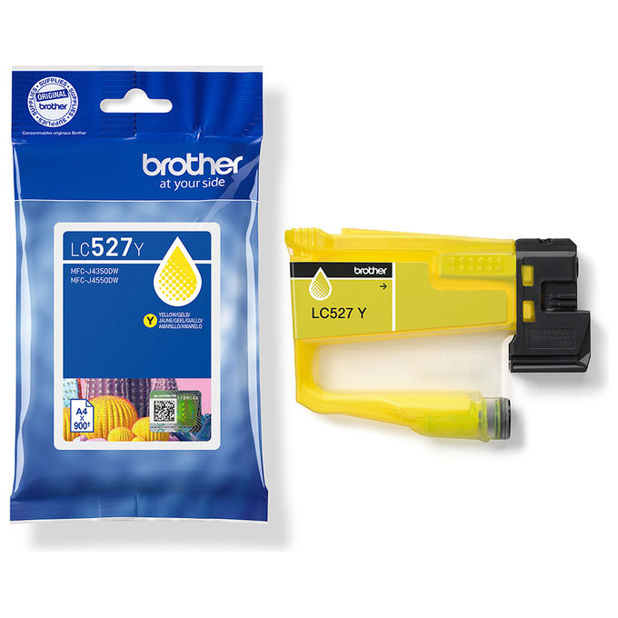 Brother cartuccia d'inchiostro giallo LC527Y, originale, inchiostro a base di pigmento, 900 pagine, compatibile MFC-J4350DW, MFC-J4550DW
