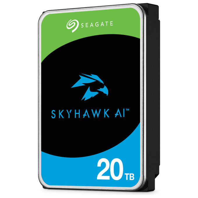 Seagate SkyHawk AI disco rigido interno 20 TB, 3.5'', SATA III, 7200 giri-min, 512 MB buffer, sorveglianza AI, ST20000VE004