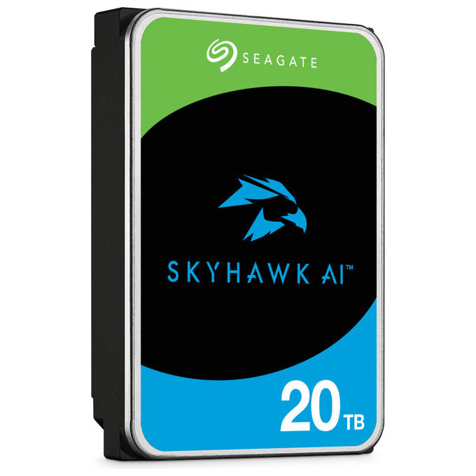 Seagate SkyHawk AI disco rigido interno 20 TB, 3.5'', SATA III, 7200 giri-min, 512 MB buffer, sorveglianza AI, ST20000VE004