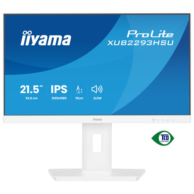 Iiyama XUB2293HSU-W7 ProLite Monitor PC 21.5'' Full HD IPS LED 100Hz 1ms Hub USB 2.0 Altoparlanti Supporto Regolabile colore Bianco