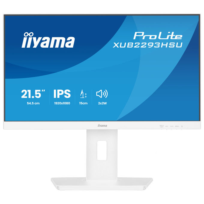Iiyama XUB2293HSU-W7 ProLite Monitor PC 21.5'' Full HD IPS LED 100Hz 1ms Hub USB 2.0 Altoparlanti Supporto Regolabile colore Bianco