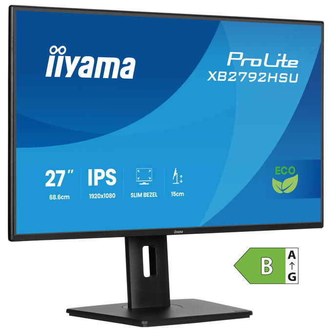 Iiyama ProLite XB2792HSU-B1 monitor 27 pollici, IPS Full HD, 120 Hz, 3 ms, hub USB 3.2, altoparlanti integrati, regolabile in altezza, nero