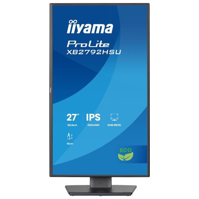 Iiyama ProLite XB2792HSU-B1 monitor 27 pollici, IPS Full HD, 120 Hz, 3 ms, hub USB 3.2, altoparlanti integrati, regolabile in altezza, nero