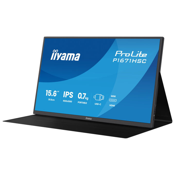 Iiyama P1671HSC-B1 ProLite Monitor Portatile IPS 15.6'' Full HD 1920x1080 USB-C HDMI Altoparlanti Flicker Free colore Nero