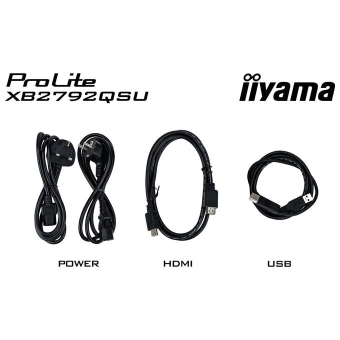 Iiyama ProLite XB2792QSU-B1 monitor 27 pollici, IPS QHD 2560x1440, 120 Hz, 3 ms, hub USB 3.2, altoparlanti, Adaptive Sync, nero