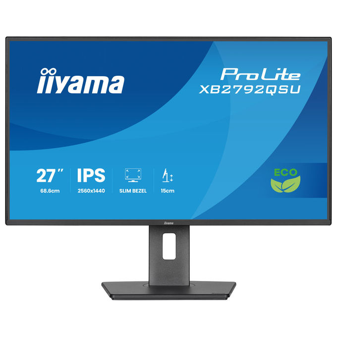 Iiyama ProLite XB2792QSU-B1 monitor 27 pollici, IPS QHD 2560x1440, 120 Hz, 3 ms, hub USB 3.2, altoparlanti, Adaptive Sync, nero