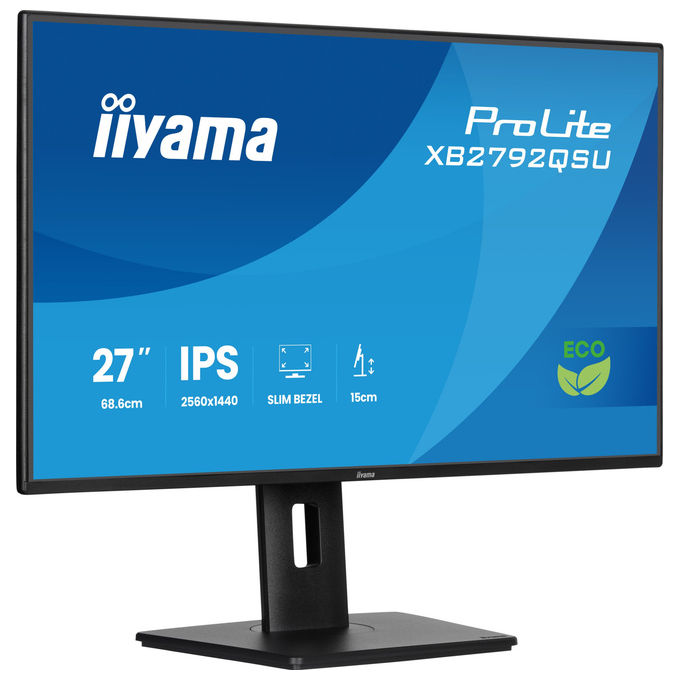Iiyama ProLite XB2792QSU-B1 monitor 27 pollici, IPS QHD 2560x1440, 120 Hz, 3 ms, hub USB 3.2, altoparlanti, Adaptive Sync, nero