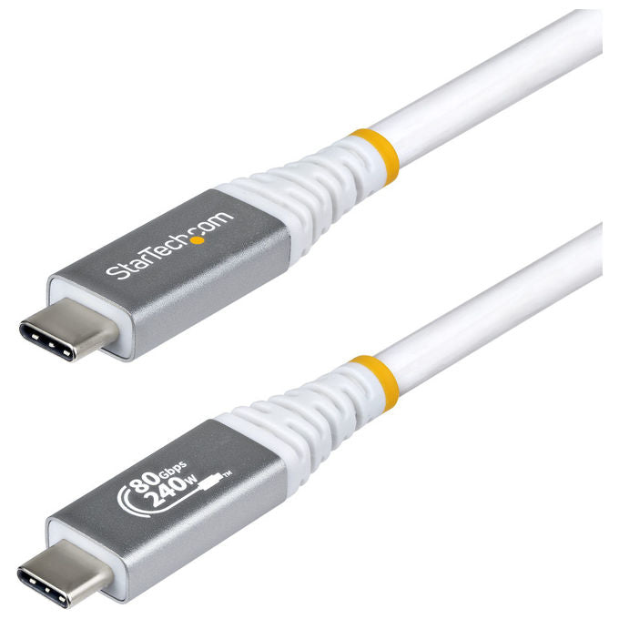 StarTech.com cavo USB4 USB-C 1,5 m, 80 Gbps, Power Delivery 240 W, 8K 120Hz, DisplayPort 2.1, Thunderbolt 4, Bianco