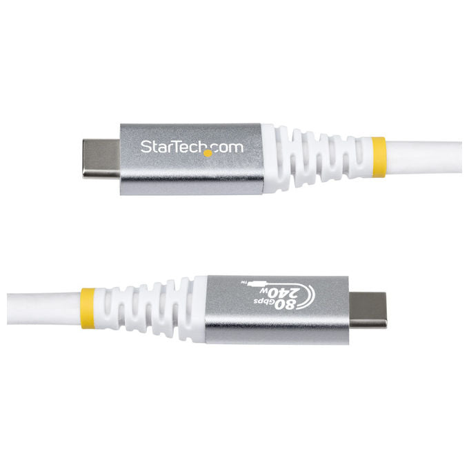 StarTech.com cavo USB4 USB-C 1,5 m, 80 Gbps, Power Delivery 240 W, 8K 120Hz, DisplayPort 2.1, Thunderbolt 4, Bianco