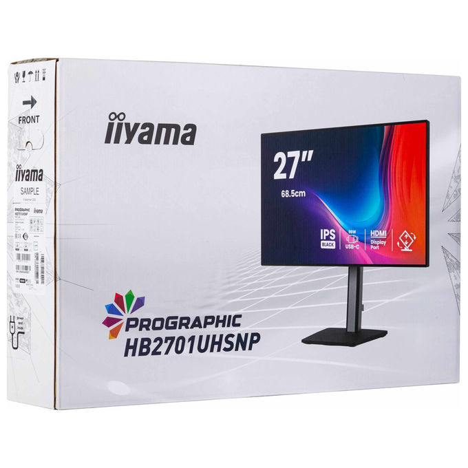 Iiyama monitor 27 pollici 4K UHD, ProGraphic HB2701UHSNP-B1, pannello IPS Black, 99% DCI-P3, USB-C 96W, KVM integrato, Ethernet, Nero