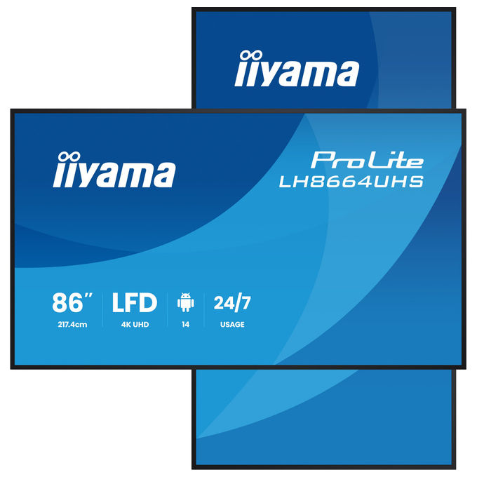 Iiyama LH8664UHS-B3AG display segnaletica digitale 85,6 pollici, 4K Ultra HD, Android 14, 500 cd-m², Wi-Fi, 24-7, nero