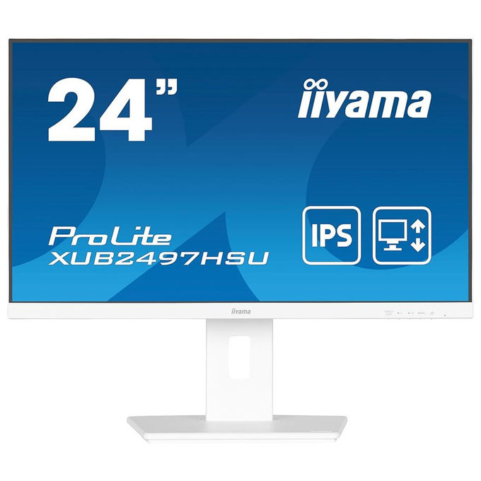 Iiyama ProLite XB2497HSU-W1 monitor 23,8 pollici, IPS Full HD 120Hz, regolazione altezza, hub USB 3.2, flicker free, bianco