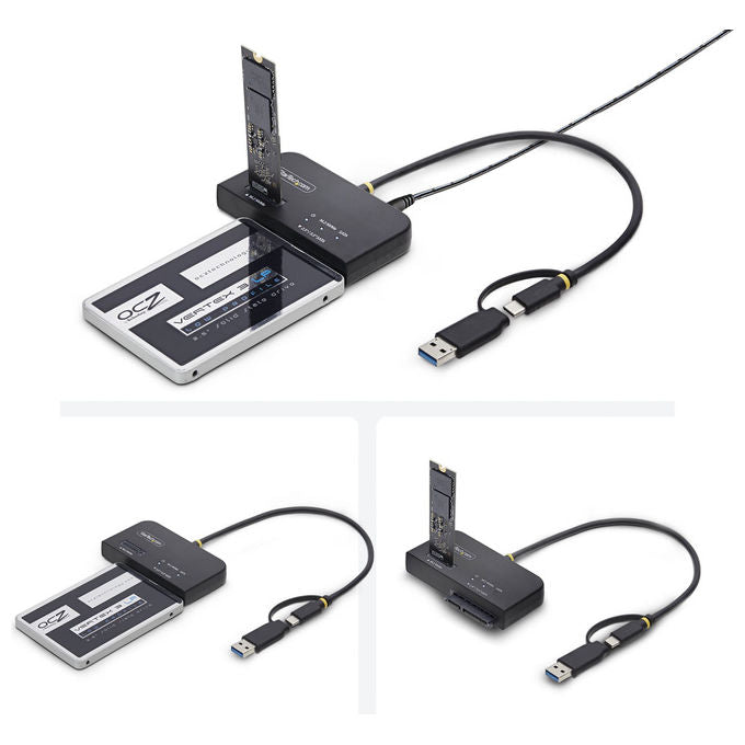 StarTech.com adattatore USB-C USB-A a M.2 NVMe e SATA 2,5 3,5 pollici, 10 Gbps, lettore SSD esterno, senza attrezzi, B+M M-Key, nero