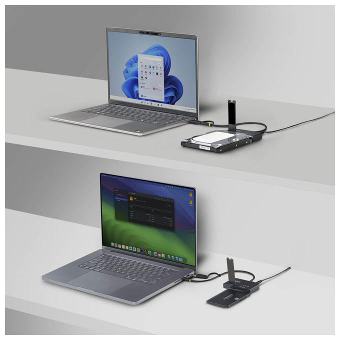 StarTech.com adattatore USB-C USB-A a M.2 NVMe e SATA 2,5 3,5 pollici, 10 Gbps, lettore SSD esterno, senza attrezzi, B+M M-Key, nero