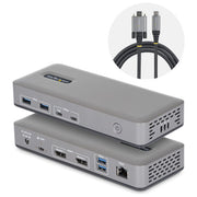 StarTech.com docking station USB-C dual monitor, DisplayPort 4K 60Hz, ricarica laptop 100W, Ethernet 1GbE, 4 porte USB-A, plug and play, Windows