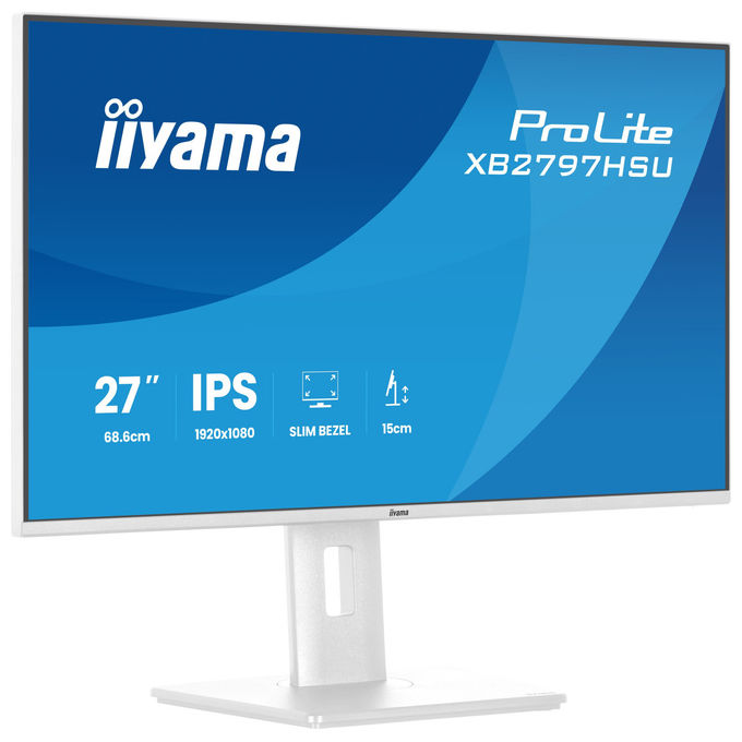Iiyama XB2797HSU-W1 ProLite Monitor PC 27'' Full HD IPS 120Hz 1ms AMD FreeSync Hub USB 3.2 Altoparlanti colore Bianco