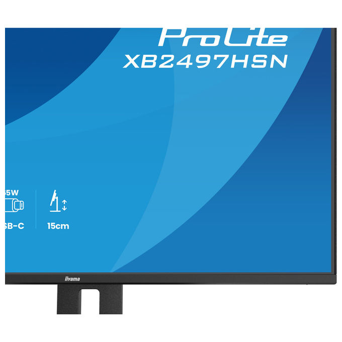 Iiyama XB2497HSN-B1 ProLite Monitor PC 23.8'' IPS Full HD 100Hz 1ms USB-C 65W Hub USB 3.2 LAN AMD FreeSync colore Nero