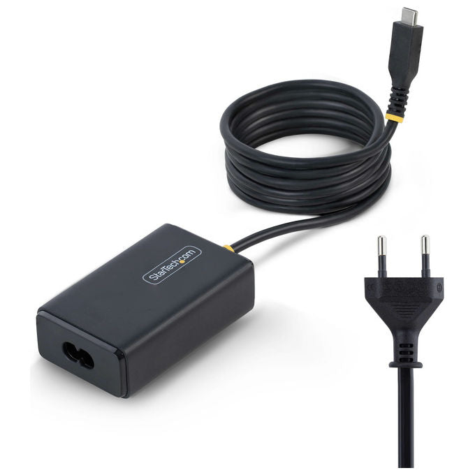 StarTech.com caricatore USB-C 65 W, Power Delivery 3.0, cavo integrato 1,8 m, ingresso universale 100-240 V, presa EU, nero