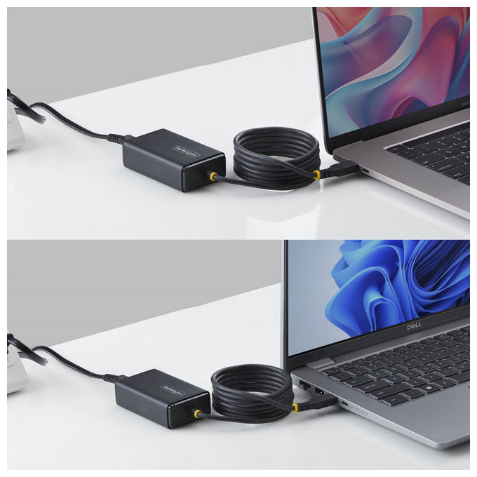StarTech.com caricatore USB-C 65 W, Power Delivery 3.0, cavo integrato 1,8 m, ingresso universale 100-240 V, presa EU, nero