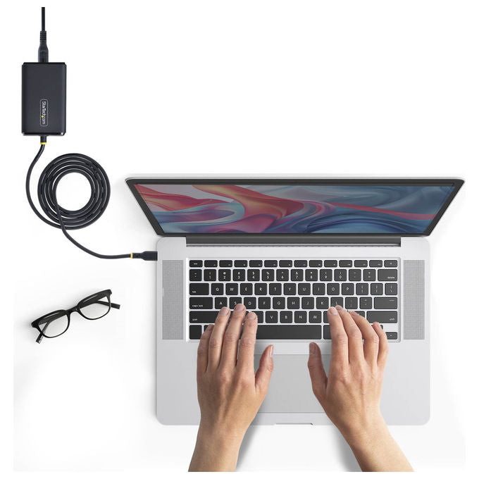 StarTech.com caricatore USB-C 65 W, Power Delivery 3.0, cavo integrato 1,8 m, ingresso universale 100-240 V, presa EU, nero
