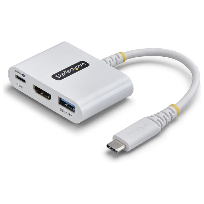 StarTech.com adattatore multiporta USB-C, HDMI 4K 60Hz, ricarica PD 140W, hub USB 5Gbps, mini dock, Bianco
