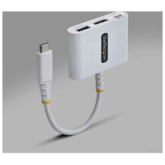 StarTech.com adattatore multiporta USB-C, HDMI 4K 60Hz, ricarica PD 140W, hub USB 5Gbps, mini dock, Bianco
