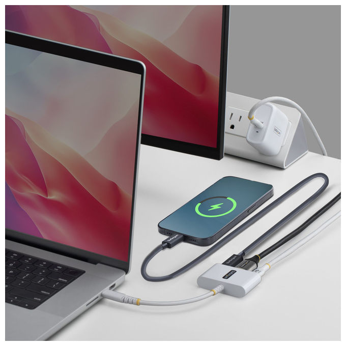 StarTech.com adattatore multiporta USB-C, HDMI 4K 60Hz, ricarica PD 140W, hub USB 5Gbps, mini dock, Bianco