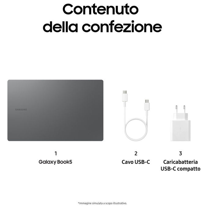 Samsung NP750XHD-KD5IT Galaxy Book5 Intel Core Ultra 7 255U Notebook 15.6 Full HD 32GB RAM 1TB SSD Grigio