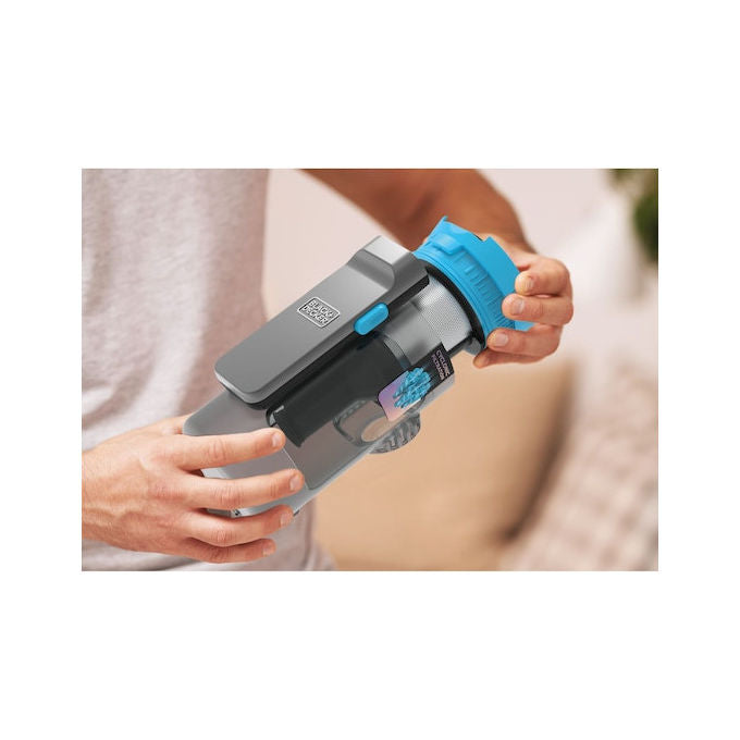 BLACK+DECKER aspirapolvere a scopa senza fili BSV520BRB-QW, 18V, tecnologia ciclonica, luci LED, 55 min autonomia, blu