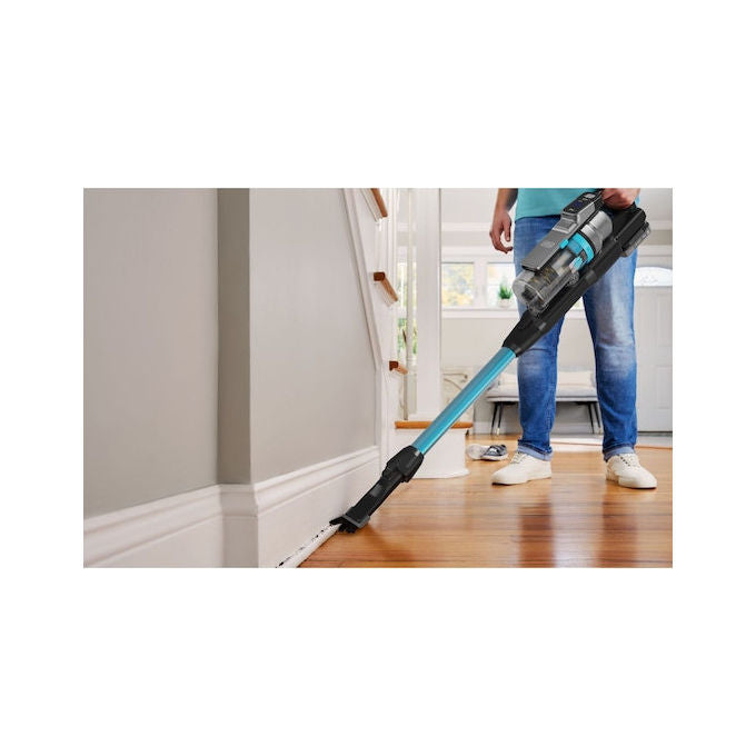 BLACK+DECKER aspirapolvere a scopa senza fili BSV520BRB-QW, 18V, tecnologia ciclonica, luci LED, 55 min autonomia, blu
