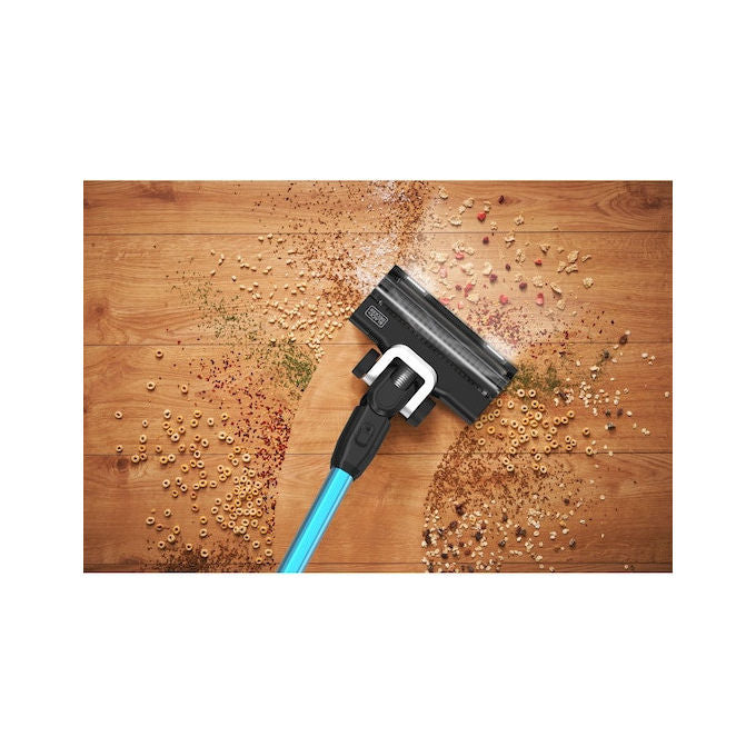 BLACK+DECKER aspirapolvere a scopa senza fili BSV520BRB-QW, 18V, tecnologia ciclonica, luci LED, 55 min autonomia, blu