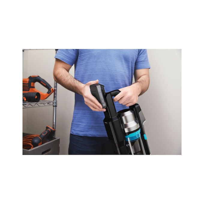 BLACK+DECKER aspirapolvere a scopa senza fili BSV520BRB-QW, 18V, tecnologia ciclonica, luci LED, 55 min autonomia, blu