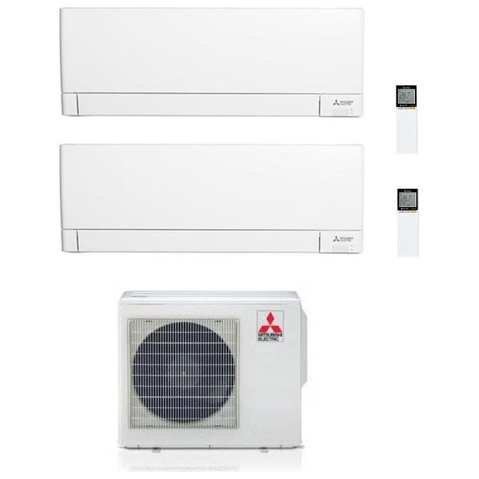 Mitsubishi condizionatore dual split, 12000 BTU + 12000 BTU, classe A++ A+, dc inverter, pompa di calore, wi-fi, MXZ2HA50VFK