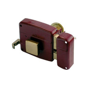Cisa serratura da applicare per portoncino in legno, modello C.Staccato 50110, entrata 50 mm, 2 mandate, mano sinistra, rosso amaranto