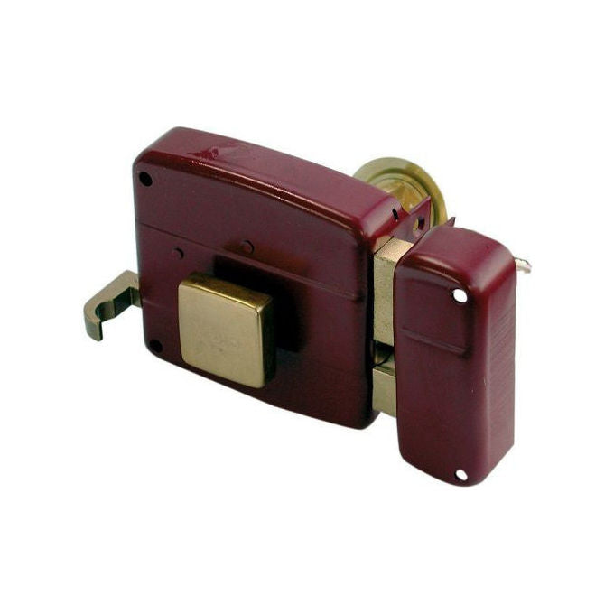 Cisa serratura da applicare per portoncino in legno, modello C.Staccato 50110, entrata 50 mm, 2 mandate, mano sinistra, rosso amaranto