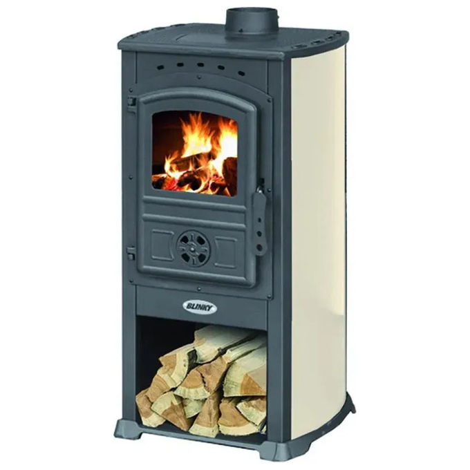Blinky stufa a legna Zar Modena, 7.3 kW, 130 m³, rendimento 78.7%, certificazione 4 stelle, acciaio e ghisa
