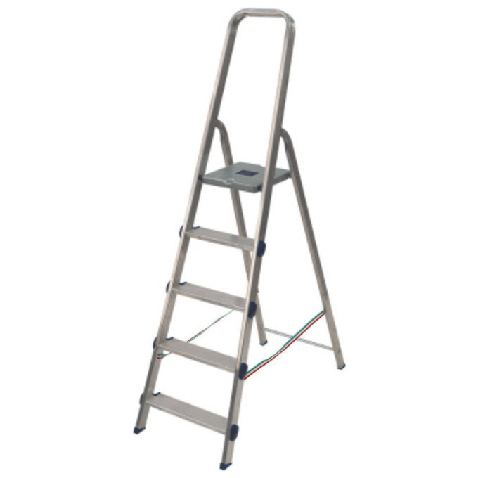 Go Briko scala pieghevole Venere Golden, 5 gradini, alluminio, finitura dorata, uso interno, 150 kg, certificata EN131