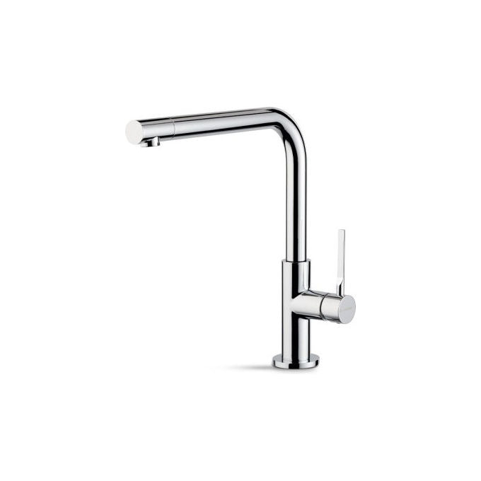 Newform miscelatore monocomando cucina Maki 71822, bocca girevole, finitura ottone cromato, monoforo, cartuccia ceramica