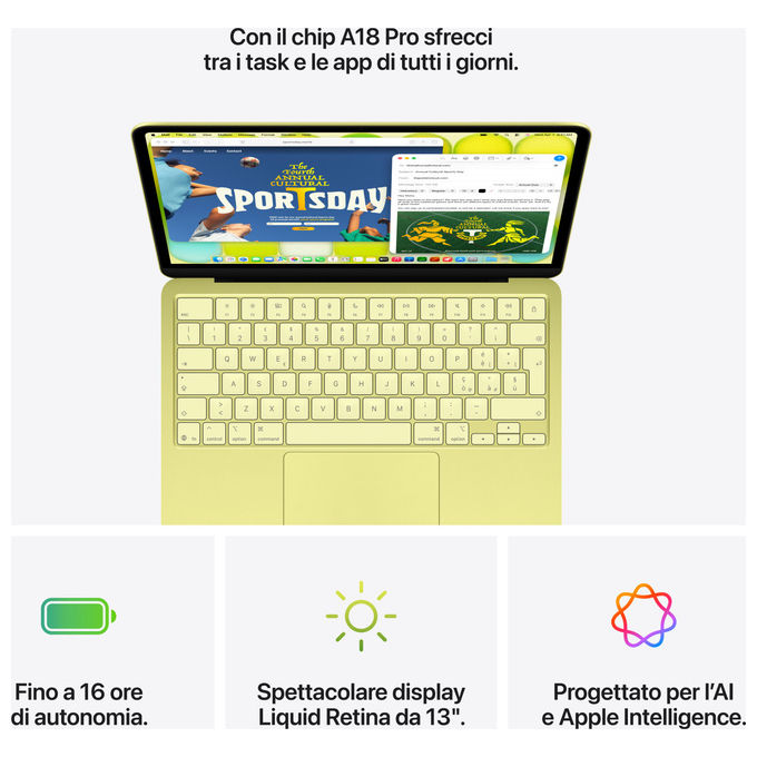 Apple MacBook Neo 13'', chip A18 Pro, cpu 6 core, gpu 5 core, 8GB, 256GB SSD, display Liquid Retina, rosa pastello