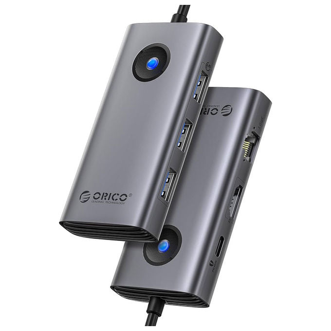 ADJ Progetti docking station USB-C multiport 6 in 1, 2 porte USB 3.0, 1 porta HDMI, 1 porta RJ45, Power Delivery