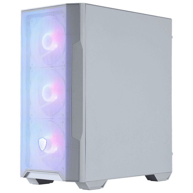 MSI MAG Forge M100R, case gaming midi tower, vetro temprato, illuminazione ARGB, micro ATX Mini-ITX, 4 ventole 120 mm, Bianco