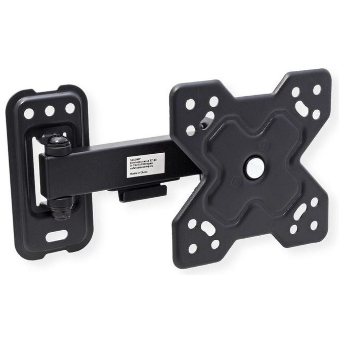 Value staffa TV monitor a parete, 13 a 32 pollici, VESA 75x75 100x100 mm, portata 20 kg, braccio orientabile, nera