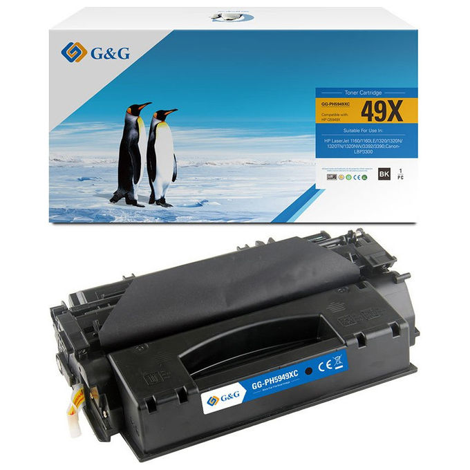 GandG cartuccia toner compatibile nero, HP Q5949X HP 49X Canon 708H, 6000 pagine, LaserJet 1320 3390 3392