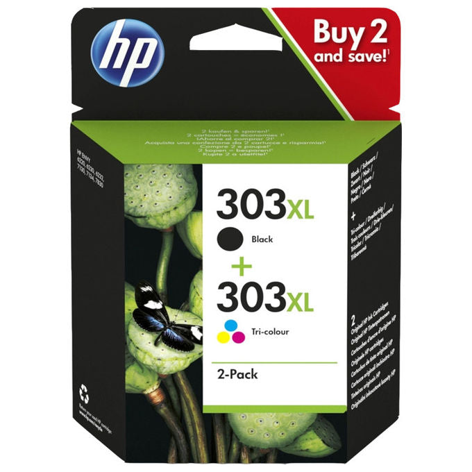 GandG cartuccia inkjet rigenerata hp 303xl, multipack cmy, ciano magenta giallo, 18,6 ml, 415 pagine per colore