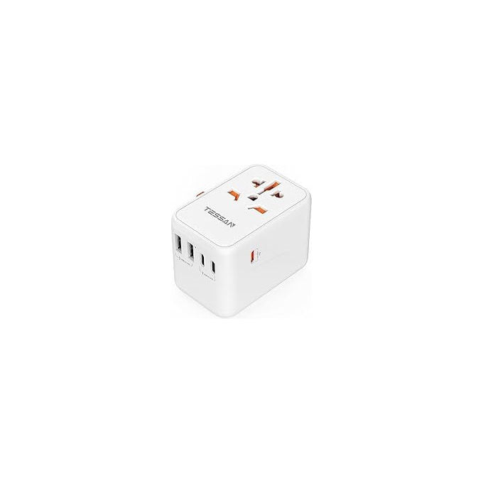 Energizer adattatore da viaggio internazionale, 45W, 2 porte USB-C, 1 porta USB-A, ricarica multipla, Bianco