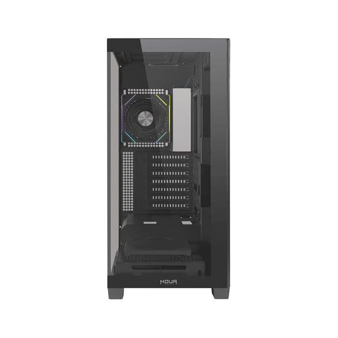 Noua Iron VK100 case mid-tower E-ATX gaming, pannello frontale e laterale in vetro, 12 ventole, USB 3.0, USB-C, nero